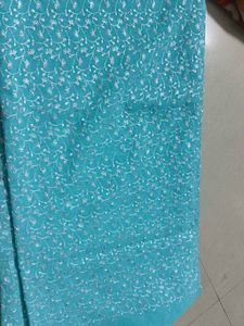 Embroidered Turquoise Saree