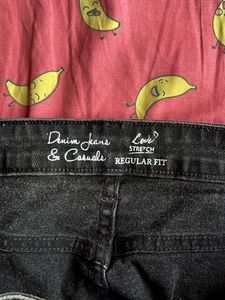 Distressed Black Denim Shorts with White Stripe