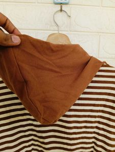 Striped Brown &amp; White Hoodie
