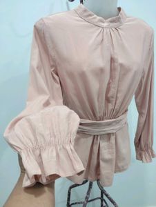Vintage Pink Belted Blouse