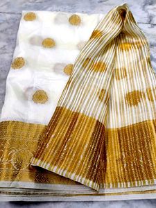 White color Silk saree