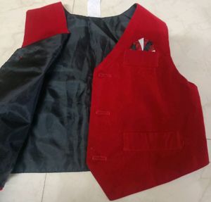 Boy Silk Kurta-Dhoti-Velvet Kotti Set For Festival