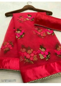 Stylish Designer Red Saree