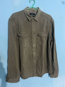 Jules Olive Western Style Button-Down Shirt