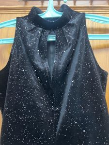 Black Sparkly Velvet Playsuit