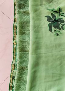 Green Printed Saree