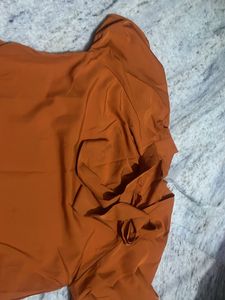 Orange Tie-Neck Blouse