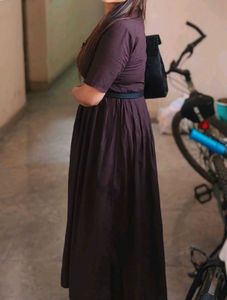 Classic Brown Fit & Flare Midi Dress