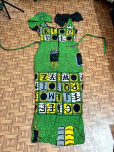 Green Printed full Dress