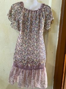 Paisley Print Ruffle Mini Dress