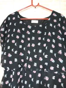 Black Floral Fit &amp; Flare A Line Dress