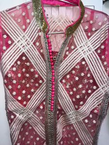 Peach &amp; Pink Heavy Embroidered Sharara Set | Festi