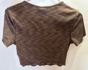 H&amp;M Brown Textured Crop Top