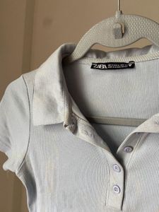 Zara Ribbed Polo Top