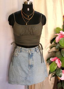 SHEIN BAE Ribbed Ruched Drawstring Cami Top