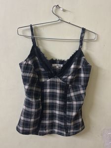 Plaid Lace Cami Top