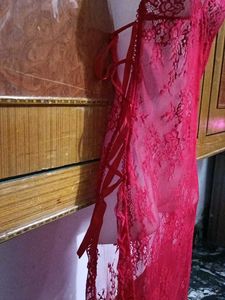 Red Lace Halter Maxi Dress