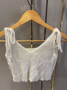 Fluffy White Crop Top