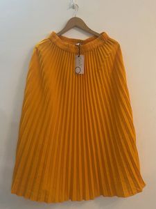 Bright Yellow Orange Pleated Skirt