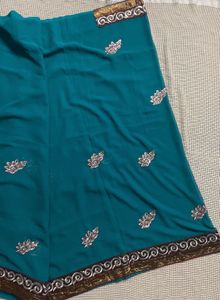 New Green Saree With Blouse