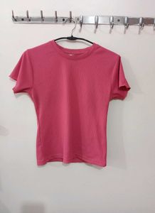 Ribbed Crop Top - Raspberry
