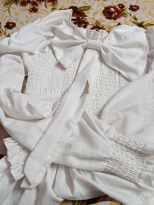 White Bow Tie Top