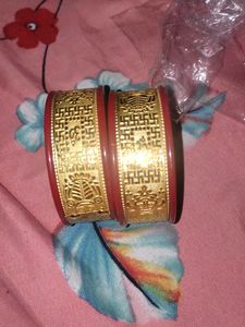 Red &amp; Gold Bangles, party wear sakha