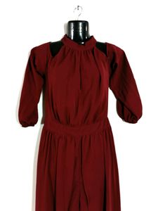 Long Maroon Jumpsuit Dress (Women)