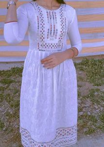 Elegant White Embroidered Dress