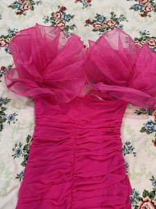 Pink Bodycon Ruched Mini Burthday Dress