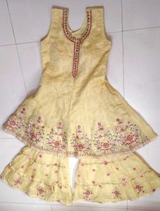 Elegant Yellow Embroidered Garara Set