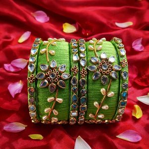 Green Beaded Bangle Set