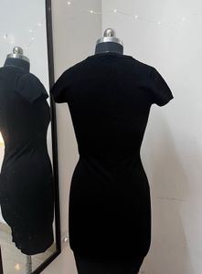 New Black V Neck Bodycon Dress