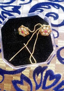 Gold Cufflinks with Chain