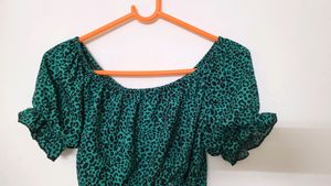 Green Leopard Print Crop Top XS-S