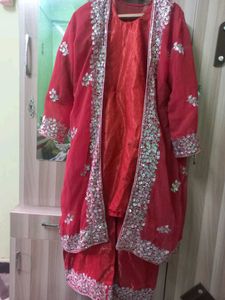 Red Embroidered Kurta Set