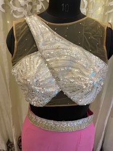 Pink Skirt &amp; Embellished Top Set