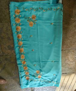 Teal Embroidered Saree