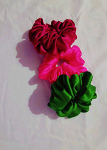 Colorful Satin Scrunchies - 3 Pack
