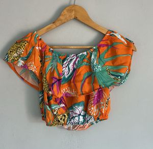 Tropical Print Crop Top