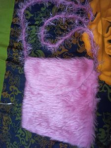 Handmade Pink Furry Sling Bag
