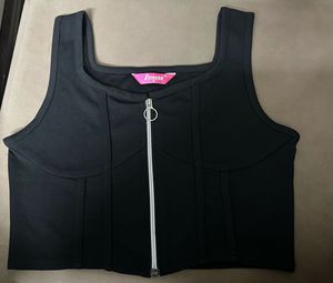 Black Zip-Up Corset Top