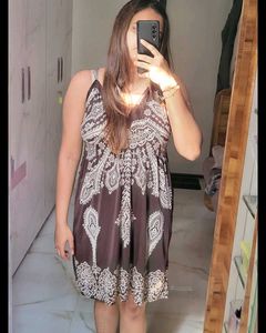 Brown Paisley Short Nighty