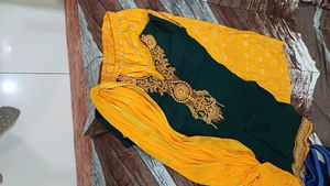 Yellow Green Salwar Suit With Plazo Pant For Women