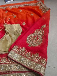 Elegant Red &amp; Orange Saree