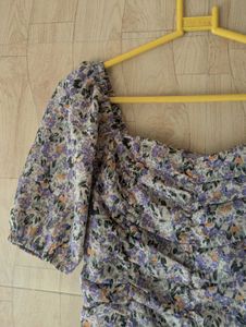 Floral printed ruched sheath mini Dress