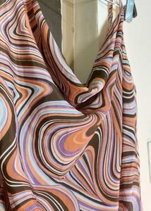 Abstract Print Cowl Neck Dress