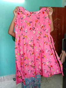 Pink Flower Print Dress For All Seasons