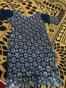 Blue Baby Girl Embellished Kurti Set