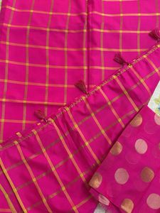 Checkered Pink Saree